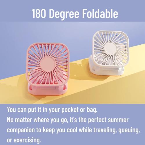 Portable Fan Foldable Mini Handheld Hanging Neck Fan with Lanyard USB Rechargeable Hands Free 3 Wind Speed Desk Fan Indoor Outdoor (White)