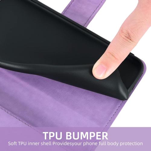 Asuwish Compatible with iPhone 16 Plus 6.7 inch Wallet Case and Tempered Glass Screen Protector Flower Leather Flip Credit Card Holder Cell Phone Cover for i Phone16 16  i16   16Plus Women Men Purple