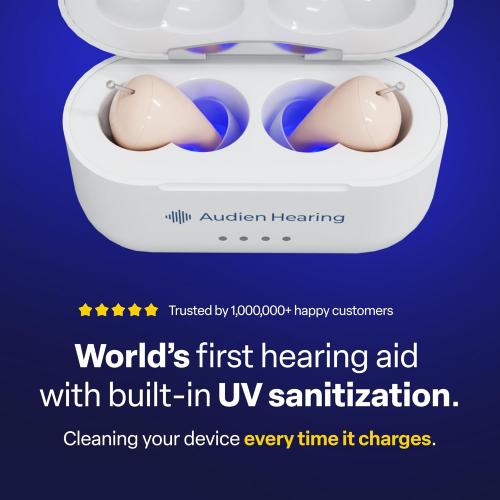 Audien Hearing ATOM PRO 2 Wireless Rechargeable OTC Hearing Aids, Premium Comfort Design and Nearly Invisible