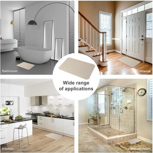 2 Pack Diatomaceous Earth Shower Mat, Stone Bath Mat, Nonslip Super Absorbent Fast-Drying Hard Bath Mat for Bathroom Shower Floor, 23.62 x 15.35 inch, Grey and White Pattern