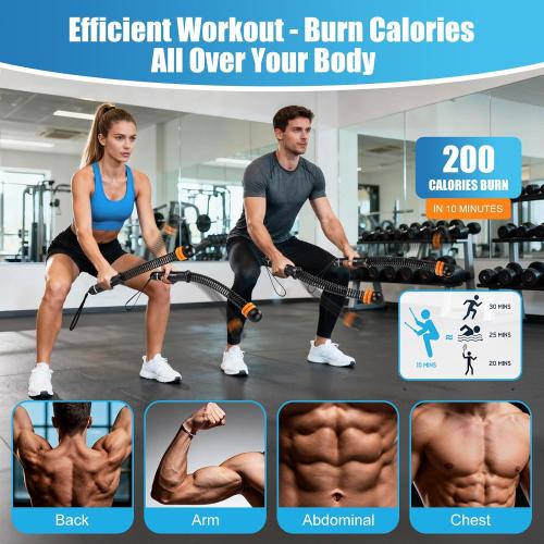 Weighted Ropeless Battle Ropes Adjustable Weight - Portable Cordless Battle Ropes for Home Gym with Poster - Strength Building, HIIT and Low-Impact Aerobic Training for Men & Women (Black)