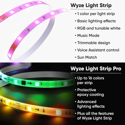 Wyze Lifestyle Light Strip, 16.4ft WiFi LED Strip Lights with 16 Million Colors, RGB, Music Sync, Sun Mode, Timer, Indoor, Compatible with Alexa Google Assistant