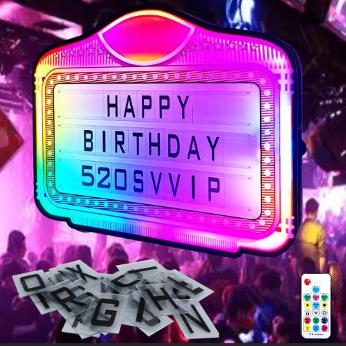 LED Bottle Service Sign Customizable alphanumeric acrylic bottle girl sign light box with 4 set Letters 2set Numbers suitable for clubs, bars, and events rechargeable battery
