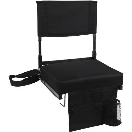Stadium Seat with Back Support Bleacher Chair with Back and Cushion High Back Includes Shoulder Strap and Cup Holder