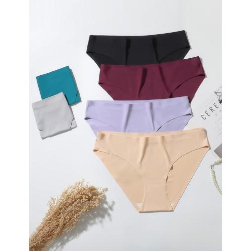 LARGE Caterlove Women's Seamless Underwear No Show Stretch Bikini Panties Silky Invisible Hipster 6 Pack