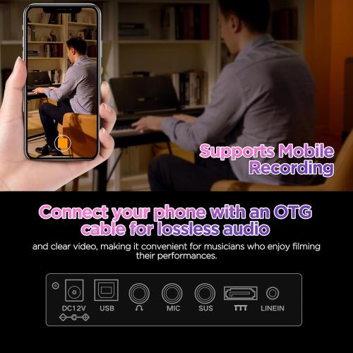 TERENCE Keyboard Piano 88 Keys V50 Digital Piano Weighted Dynamic Keyboard 30W Speakers Touch-Sensitive Control Panel Inbuilt Video and Audio Recording Feature Headphone and External Speaker Support