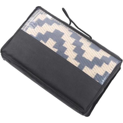 WFLNHB Outdoor Rug 4x6ft, Foldable Reversible Outdoor Plastic Straw Rug, Outdoor Carpet, Outside for Patio, Camp, Picnic, Balcony, Deck, Backyard, Black and Beige