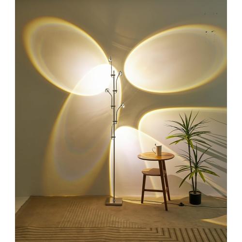 NKU Sunset Floor Lamp Projector 5 Head Multi Head Floor Light with Replaceable Filters Ambient Mood Lighting for Bedroom, Living Room 72in Chrome Unique Modern Colorful Sunset Lamp with Halo Effect