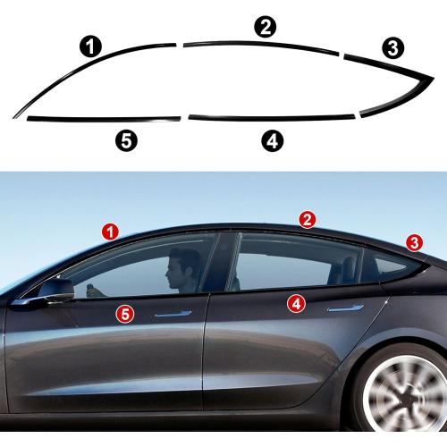 Stainless Steel Window Trim Chrome Delete for Tesla Model 3 2017-2025 Black Window Trim Blackout Kit