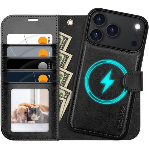 OCASE for iPhone 17 Pro Max Detachable Wallet Case, Black