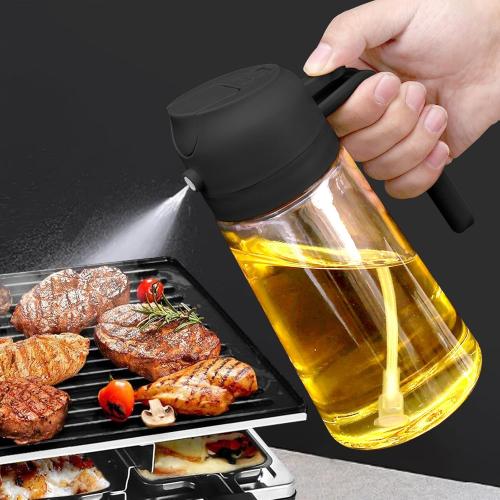 Oil Sprayer for Cooking, 2 In 1 Oil Dispenser and Oil Sprayer (Black)