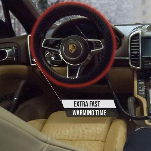 New Heated Steering Wheel Cover, 12V Car Plug, Universal Fit 14.5-15 Inch Anti-Slip Wheel Protector for Men Women Girls, Black Premium Auto Protector for Ultimate Comfort & Warmth