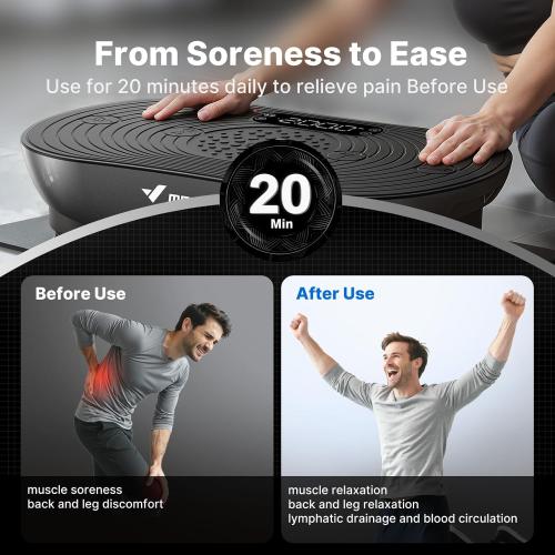 MERACH Vibration Plate Exercise Machine, Vibrating Platform for Lymphatic Drainage Weight Loss Muscle Activation, Full Body Home Exercise Equipment with LED Touch Screen Bluetooth Pull Cord