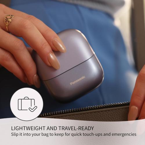 Color Purple Panasonic Swipe Right Travel Shaver for Women, Portable Electric Razor with USB-C Charging, 3-Blade Cutting System for Dry or Wet Use - ES-CM3A-V