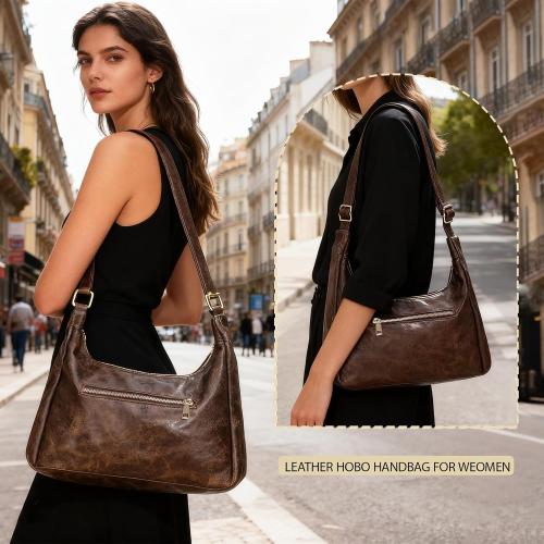 Women's Vegan Leather Handbag, Foldable Shoulder Tote, Crossbody Satchel Purse