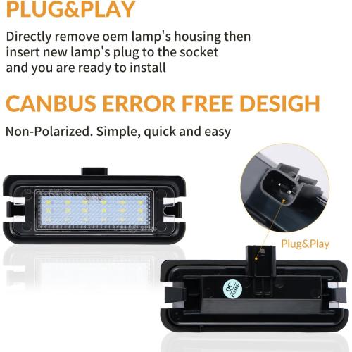 LED License Plate Lights Compatible with Ford Mustang 2015-2023 Rear Tag Lamps 6000K White, 2PCS