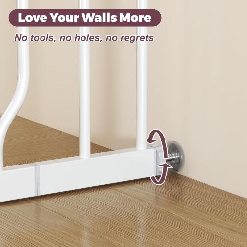 Baby Gate No Drilling, 29-40 Auto Close Dog Gate Indoor for Doorways & Stairs, Pressure Mounted Adjustable Pet Gate, Easy Walk Through Child Gate for Children & Pets Stroller Friendly, White