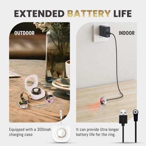 Smart Ring for Women Men, Health Tracker with Heart Rate, Blood Oxygen, Blood Pressure, Sleep Monitor, Step Counting, IP68 Waterproof Fitness Ring, No App Fees for iPhone & Android