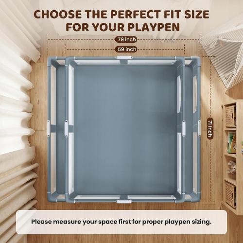 Foldable Baby Playpen - 71×59 Collapsible Play Pen for Babies and Toddlers - Indoor Outdoor Foldable Play Yard with 4 Handles - Folding Baby Playpen with Bag Portable Travel Play Yard