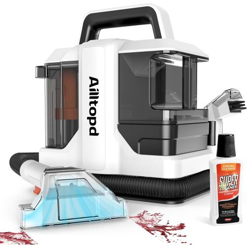 Portable Carpet & Upholstery Spot Cleaner Machine, Powerful Suction&Deep Cleaning Cleaner Machine for Area Rugs, Carpet, Couch, Car, Pets, with Brushhead and Solution