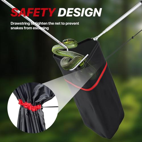 Chicken Net Catcher, Snake Catcher Net with Secure Drawstring, 29-65 Handing Tool for Moving Pick-Up Chicken, Duck, Goose, Cat, Bird, Raccoon, Dog, Rattle Snakes Lizard Reptiles and Others