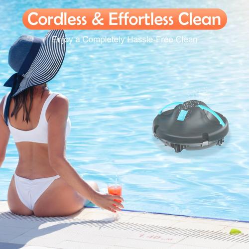 (2026 New) Pool Vacuum for Above Ground Pool, Cordless Robotic Pool Cleaner with Dual Motors Strong Suction, 130-Min Runtime, Auto-Parking, Pool Vacuum Robot for Inground Flat Pools Up to 1100 Sq.Ft