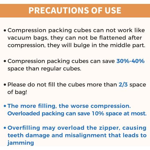 BAGAIL Set/6 Compression Packing Cubes Travel Accessories Expandable Packing Organizers (Square Mesh, 06-Beige)