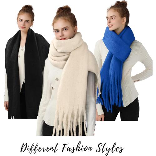 Premillow Women's Mohair Winter Scarf Pure Color, Warm Winter Scarf for Women and Men, Soft Luxurious Cashmere Feel Scarfs