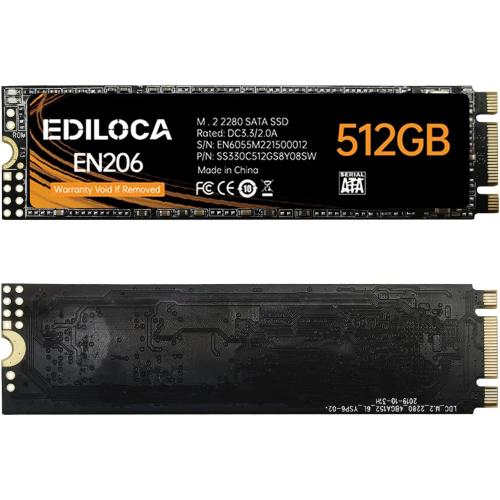 EN206 512GB 3D NAND TLC M.2 SSD, M.2 2280 SATA III 6Gb/s SSD Internal Hard Drive, Read/Write Speed up to 550/460 MB/s, Compatible with Ultrabooks, Tablet Computers and Mini PCs