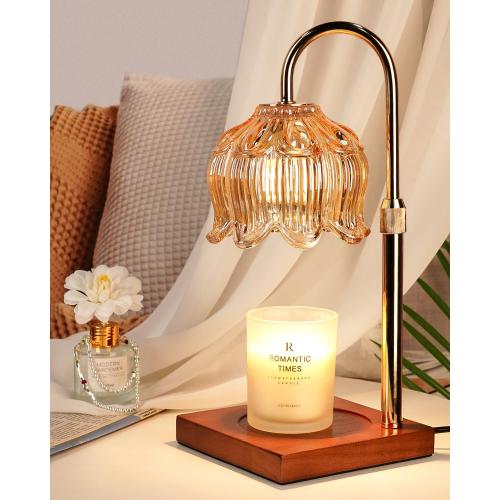 Flower Candle Warmer Lamp with Timer & Dimmer, Adjustable Height Candle Warmer, Birthday Gifts for Women Mom, House Warming New Home Decor, Wax Warmer with 2 Bulbs for Jar Candles