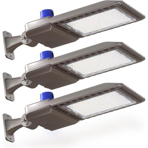 YXL LED Parking Lot Light, 200W LED Shoebox Light with Dusk to Dawn Photocell,28000LM 5000K Daylight Arm Mount, IP65 Waterproof, LED Area Light for Parking Lot Sports Stadium, 3 Pack