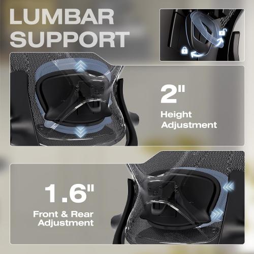 ELABEST X100 Ergonomic Mesh Office Chair, Big and Tall Hone Desk Chair with 5D Flip-Up Arms, Adjustable 3D Lumbar Support,Gaming & Executive Computer Chairs for Long Hours, Padded Seat