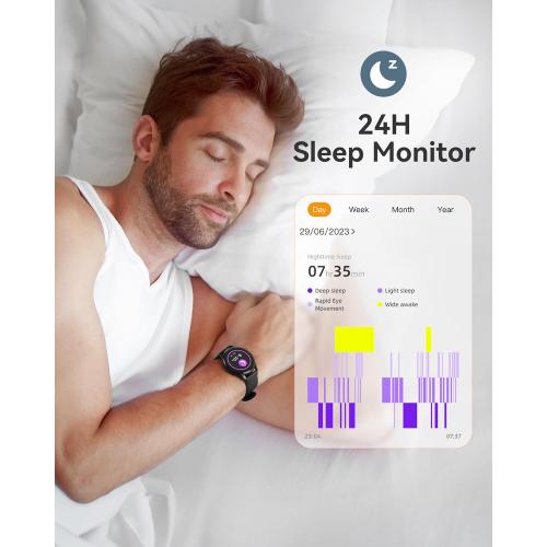 Smart Watch for Women Men, 5ATM Waterproof Smartwatch for Android and iOS Phones, Fitness Tracker Watch with 100  Sports Modes, Heart Rate Monitor Pedometer Sleep Monitor, Black