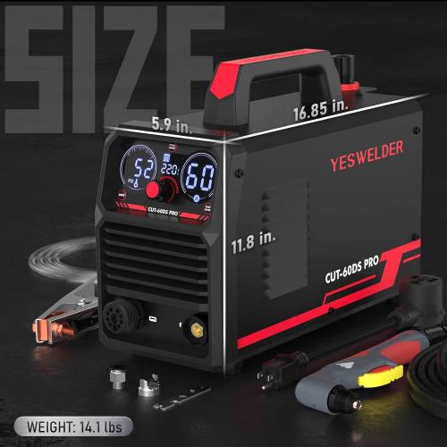 YESWELDER Plasma Cutter 60Amp Non-High Frequency Non-Touch Pilot Arc, Digital Display DC Inverter 110/220V Dual Voltage Blowback Plasma Cutting Machine CUT-60DS PRO