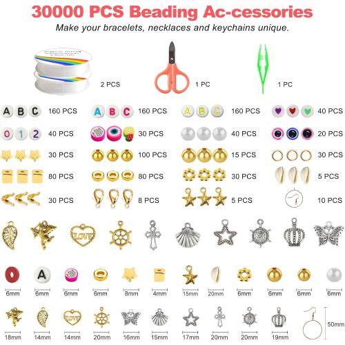 Redtwo 30000 Pcs Clay Beads Bracelet Making Kit, 9 Boxes 192 Colors Friendship Bracelet Kit Flat Polymer Heishi Beads for Jewelry Making, Crafts Gift for Girls Ages 6-12