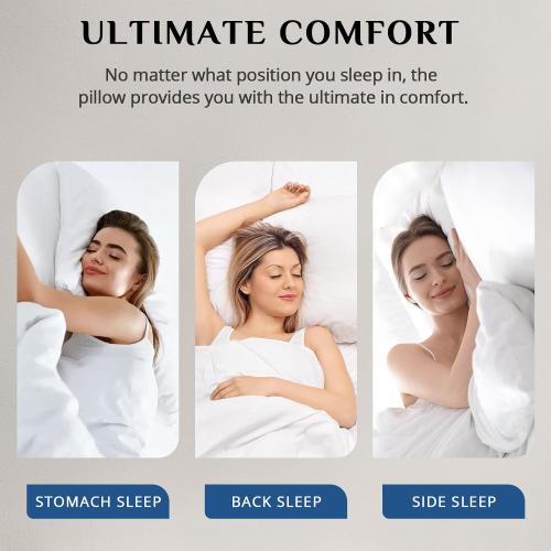 JOLLYVOGUE Firm Pillows Queen Size Set of 2, Supportive Bed Pillows with Oeko-Tex Certified Down Alternative Fill, Luxury Hotel Quality for Back, Stomach and Side Sleepers