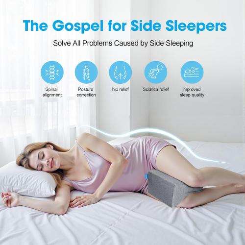 Knee Pillow for Side Sleepers, Leg Pillow with Cooling Gel, Grey/X-Large