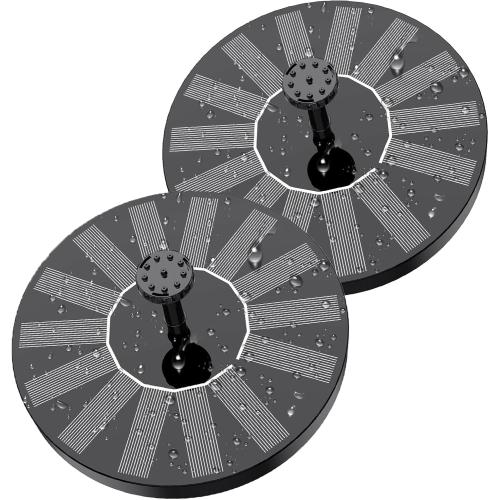 AISITIN Solar Bird Bath Fountain, Solar Fountain Pump for Bird Bath with 6 Nozzles, Solar Powered Water Pump for Garden, Ponds, Pool, Outdoor and Fish Tank, 1.5W-New, 2 Pack