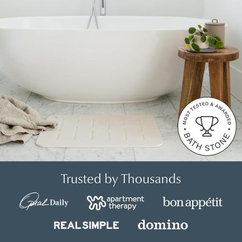 Beige Home Bath Stone Mat  – Luxury Diatomite Stone Mat, Quick-Dry, Non-Slip, Rain Sandstone