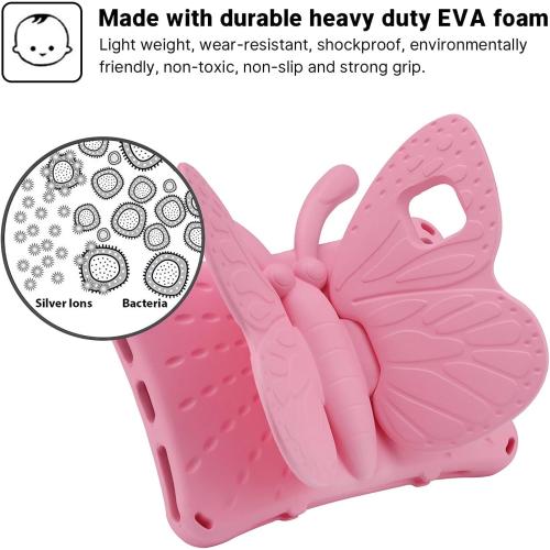 iPad 11th 10th Generation Case Kids,iPad 10 11 inch 2022 2025 A16 Butterfly Case with Kickstand Light EVA Full Boby Drop Protective Rugged Shockproof Kid-Proof Kids Tablet Cover for Girl Kid (Pink)
