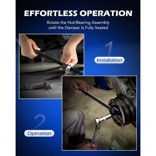 Orion Motor Tech Harmonic Balancer Installer Set, 5pc Long Reach Crank Pulley Underdrive Pulley Damper Installation Tool Kit with 4 Adapters & Nut Bearing