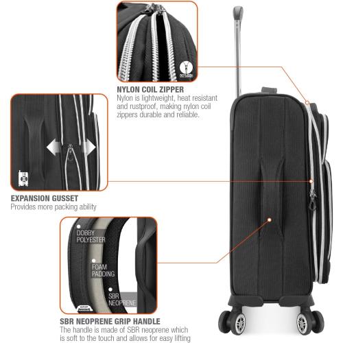 Traveler's Choice Lares Softside Expandable Luggage with Spinner Wheels, Black, Carry-On 22-Inch