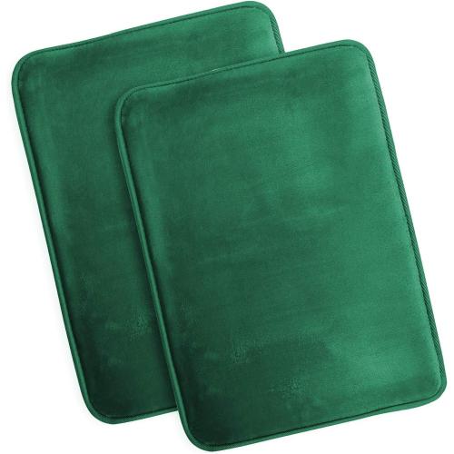 Clara Clark Bathroom Rugs, Ultra Soft Plush Bath Mat for Bathroom, Non-Slip, Velvet Memory Foam Set of 2 Bath Rugs, 17 x 24, Solid Hunter Green