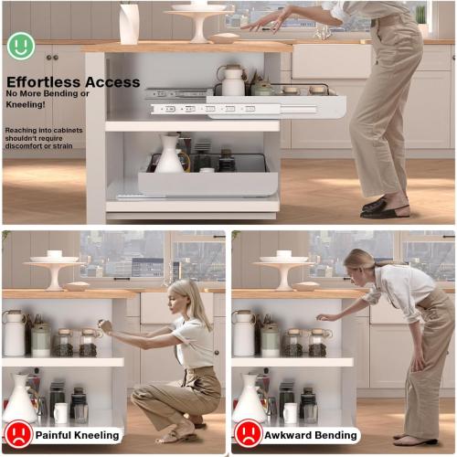 21 Deep Expandable Pull Out Cabinet Organizers, Adhesive with Nano Film, for Framed Cabinets. Upgrade Slide Rails, Peel and Stick Slide Out Drawers with Divider Racks for Kitchen