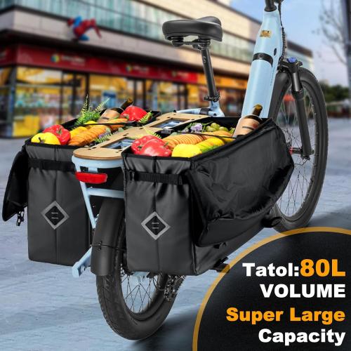 Cargo Bike Panniers 80L Large Capacity Waterproof Electric Bike Rear Rack Bag For Ebike Rear Seat Bicycle Panniers for Cycling Traveling Commuting