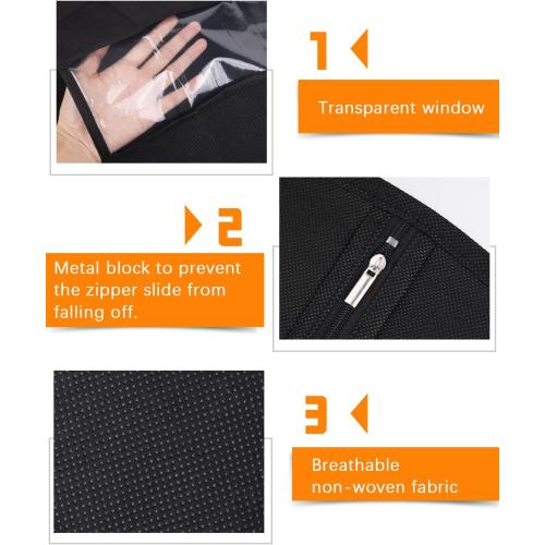 Garment Bags for Hanging Clothes (8 packs,43 inches) Black Suit Bags for Closet Storage and Travel with Clear Window for Sweater Coat Suits Shirt