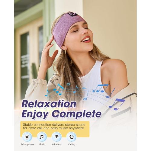 Perytong Sleep Headphones Bluetooth 5.4, Sleep Headphones for Side Sleepers with Ultra-Thin HD Stereo Speakers, Wireless & Sweat Resistant Sport Earphones for Workout Yoga Travel