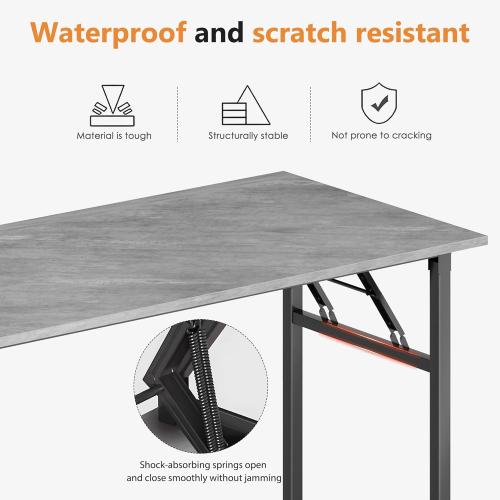 DlandHome Folding Desk Small Desk 31.5 inches Small Computer Desk for Home Office Folding Table Writing Table for Small Spaces No Assembly Required Grey & Black Frame