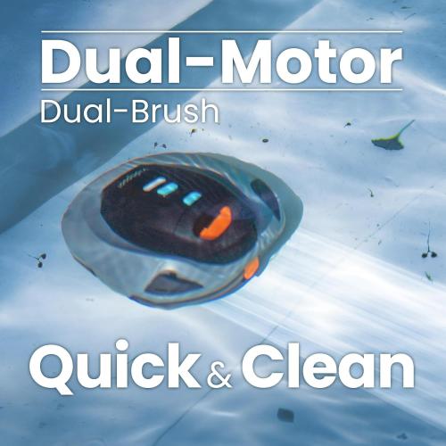 Orca Cordless Robotic Pool Vacuum Cleaner,Portable Auto Swimming Pool Cleaning Self-Parking Technology with LED Indicator,Ideal for Above Ground/Flat Pools up to 860 Sq.Ft,Lasts 90 Mins Grey