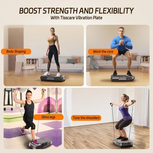 Grey and Silver Vibration Plate Exercise Machine: TISSCARE Vibrating Plates for Weight Loss and Lymphatic Drainage, Whole Body Workout Sculpting Platform for Home Fitness Fat Burner for Women Men